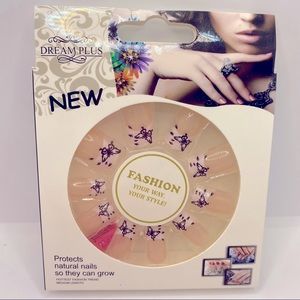 Nails Butterflies French Manicure 12 Piece Set Comes with Glue. ADORABLE